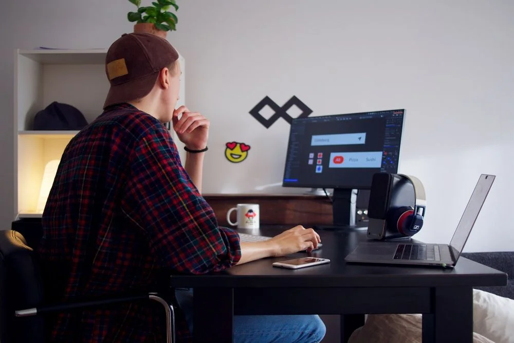 Freelancer working from home office