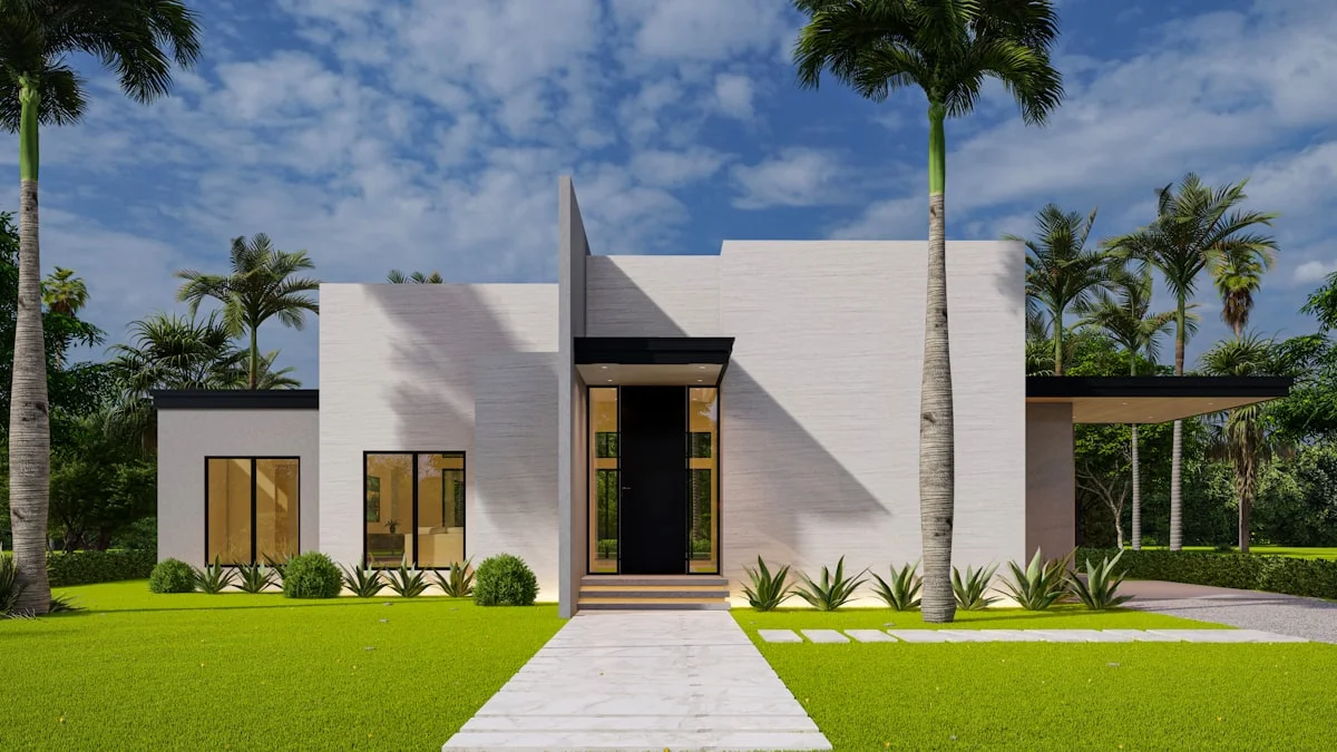 Render arsitektur 3D dengan detail tinggi