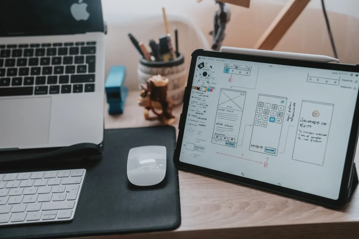 Wireframe design di laptop