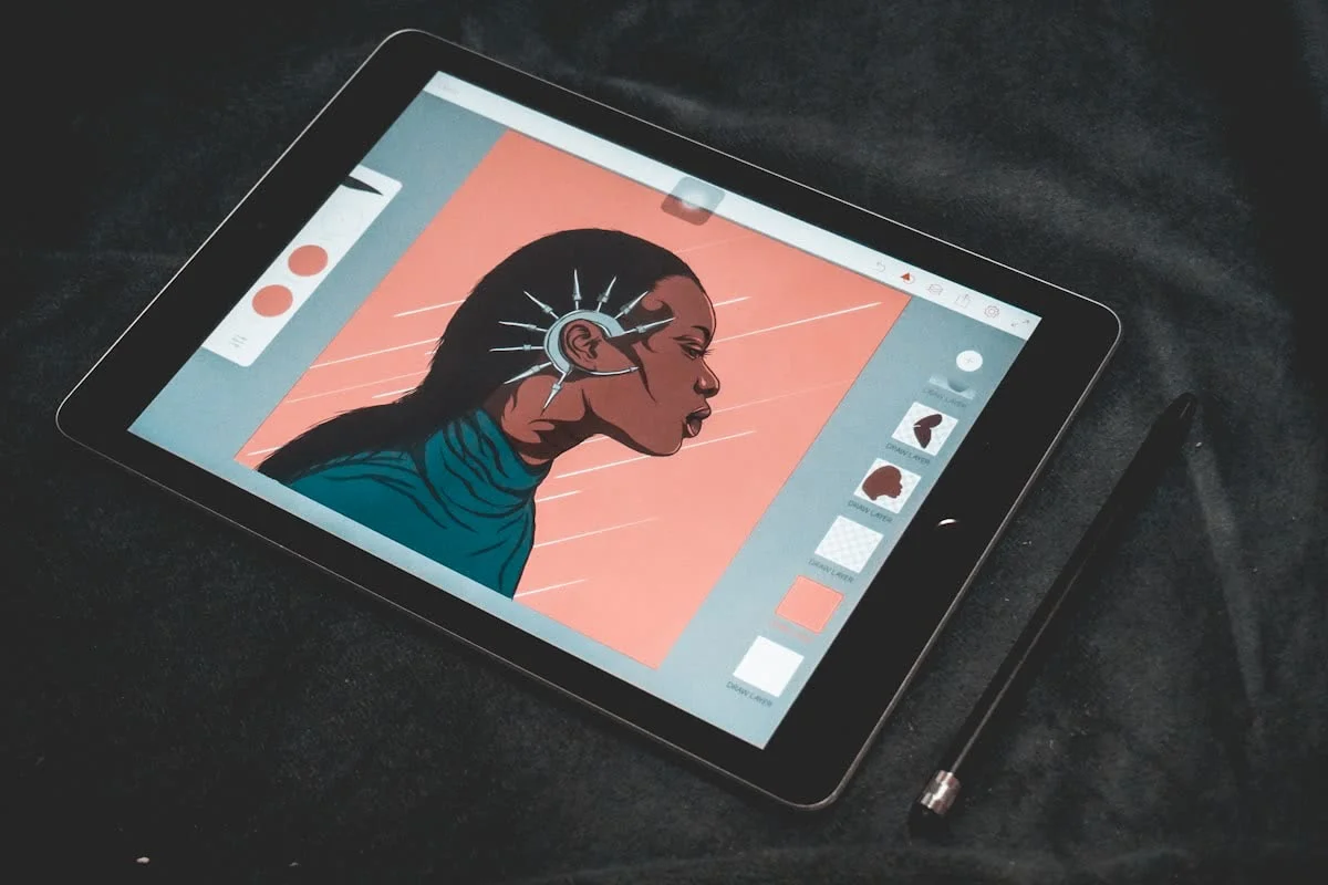 Digital art creation on tablet