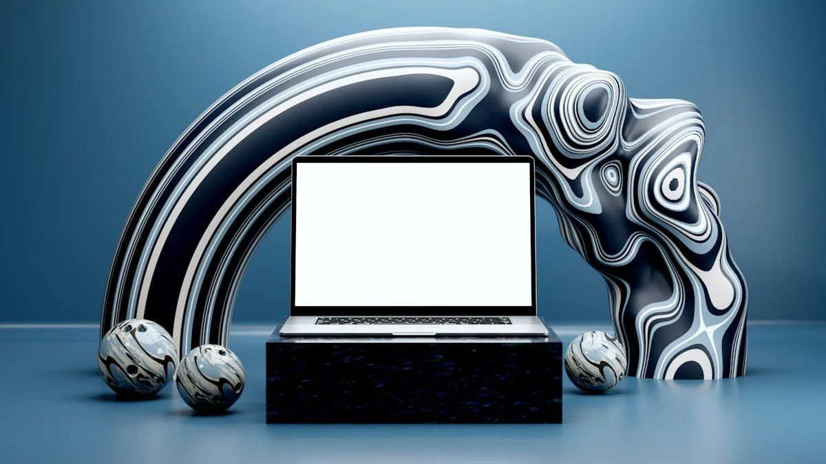 Laptop dengan hasil 3D render